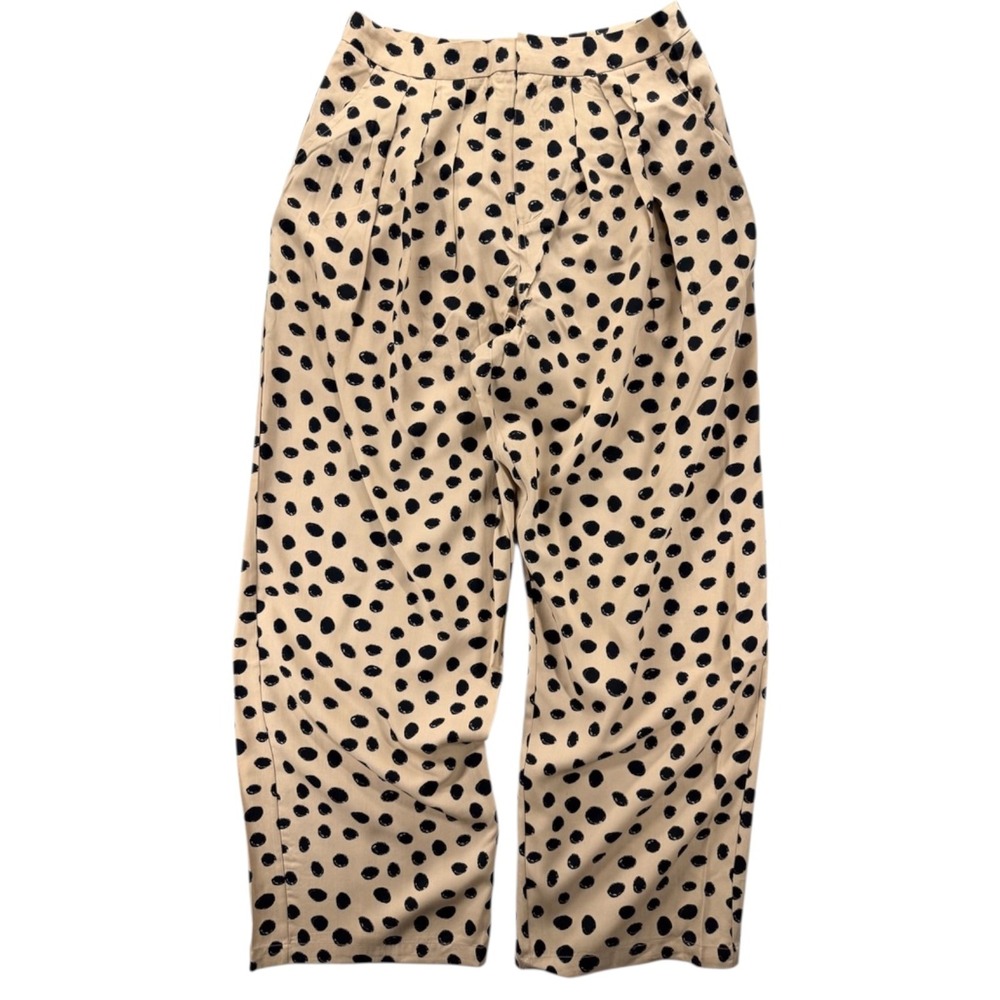 NEW TEREA Andrea Pitter Polka Dot Lyocell Wide Leg Trousers XL